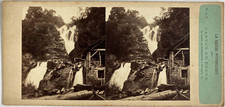 Switzerland, Sawmill and Reichenbach Falls, vintage print, ca.1875, stereo print 
