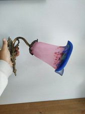 Applique Murale en Laiton Et Tulipe Pâte de Verre Signée Lumière De La Ville 