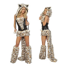 Deluxe Sexy Plush Leopard Costume Adult Animal Costumes for Girl Women Halloween