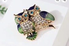 Bijou Vintage Broche HIBOU Strass As Carven Brooch
