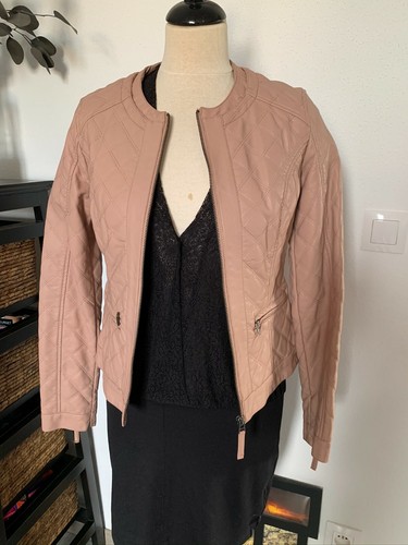 Veste simili cuir rose - simili,