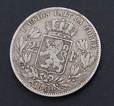 Monnaie Belgique Belge 2 1/2 Francs 1849 Léopold I Argent Silver RARE