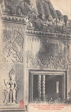 Old postcard EX CAMBODIA / ANGKOR WAT / PILASTER AND FRIEZES OF A PORTICO