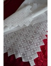 Antique tablecloth / table mat / tablecloth with hook 88x88 cm