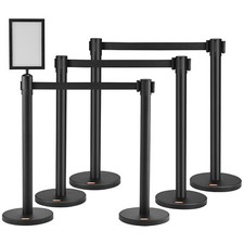 VEVOR Poteau de Guidage Barrière de Sécurité 6PCs avec Porte-affiche et 3 Cordes