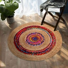 Tapis rond en jute naturel et