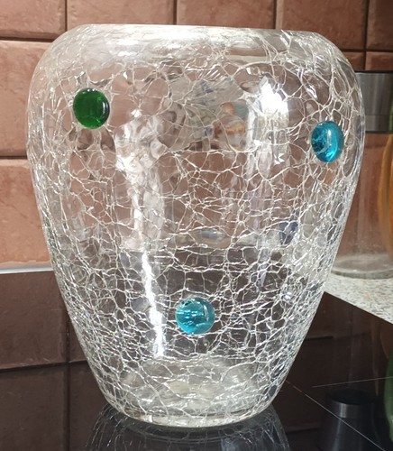 Vase verre craquelé art - en,