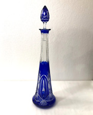 crystal decanter VAL SAINT LAMBERT blue lined 44cm model EIFFEL colors VSL