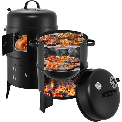 Charcoal smoker bbq grill 3in1 - charcoal,