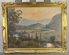 Signed Oil On Panel: Post-Impressionist Landscape Mountains in Spring