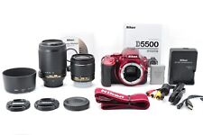 Kit double zoom rouge Nikon D5500 18-55 mm 55-200 mm objectif VR presque comm...