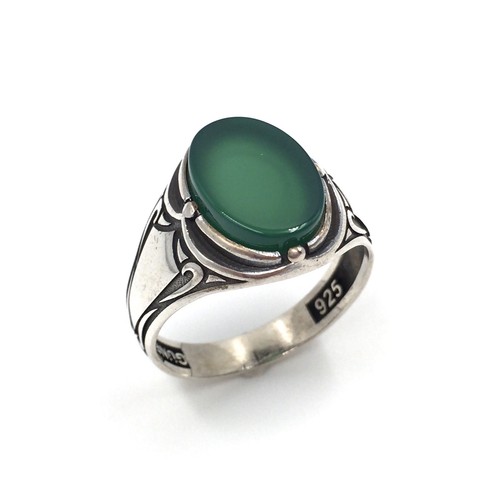 Bague argent 925 onyx vert - argent,