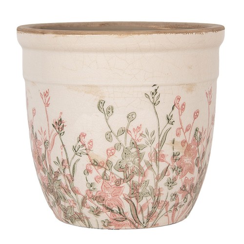 Pot fleurs céramique beige - pot,