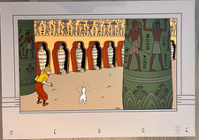 HERGE SERIGRAPHIE  TINTIN LES CIGARES DU PHARAON  100 X 70 1989  NEUF