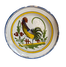 Assiette Faïence XIXé décors au COQ NEVERS ou EST