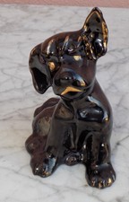 OLD AND RARE PIGGY BANK TO BREAK FAIENCE SARREGUEMINES DIGOIN DOG SITTING