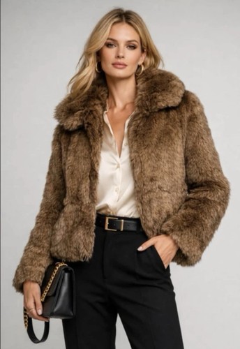Veste fausse fourrure - fourrure, marron
