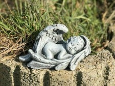 Statuette en pierre figurine de jardin décoration funéraire petit bébé ange a...