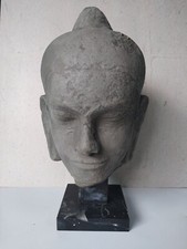 Buddha Head Meditating on Marble Base Louvre Museum Edition 