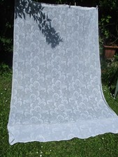 Vintage 1960s Large White Cotton Woven Chestnut Curtain