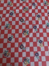 Vintage Fabric Sold By The Metre Cotton Fine Red Plaid Width 86cm