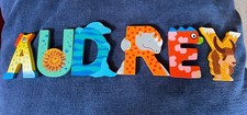 Tatiri 6 Sevi Painted Wood Letters Spells Name AUDREY Personalized Craft Door