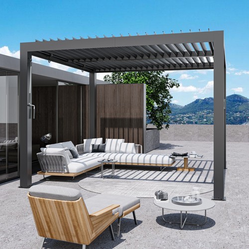 Outdoor louvered pergola - louvered,