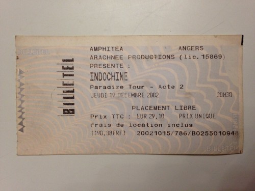Ticket concert indochine - ticket,