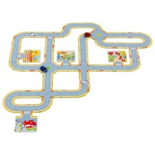 Circuit automobile en carton avec 2 voitures - 47 élèments