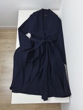 Religion we live in black Wool Dark Blue Coat Robe with belt size S