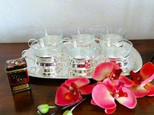 Set of 6 glasses with stand and tray