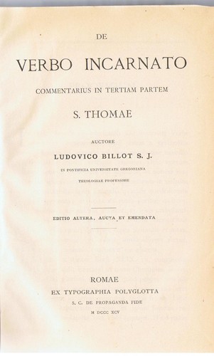 Billot verbo incarnato - -,
