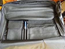 BLACK VALISE PORTFOLIO SATCHEL BRIEFCASE WITH SHOULDER STRAP - EIGHT COMPARMENTS