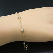 Bracelet Brillant 5 Diamants 0,51 Carat Or Jaune 750 Stations Neuf