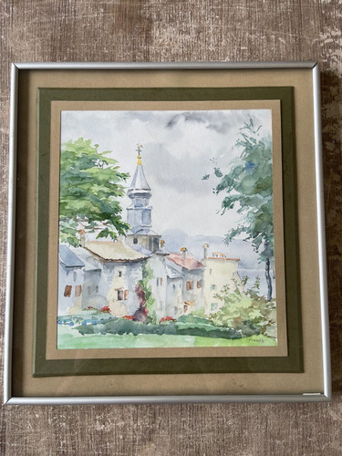 Ancien aquarelle village - ancien,