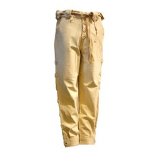 Pantalon traditionnel en cuir, beige avec patte de boutonnage pantalon en cui...