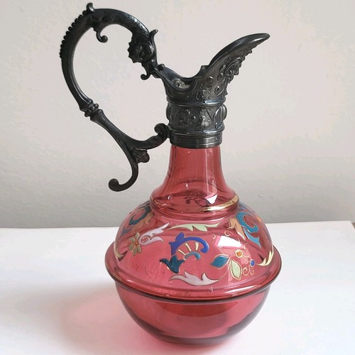 Ancienne aiguière verre rouge - aiguière,
