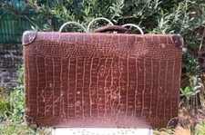 Antique Imitation Crocodile Suitcase - With Key