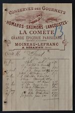 Invoice SEZANNE 1898 preserves LA COMET lobster salmon lobster illustrated 64