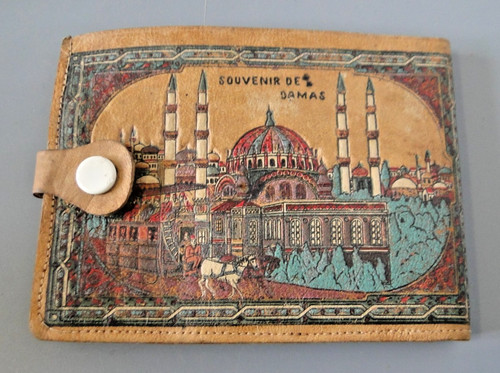 Porte feuille cuir - , peint