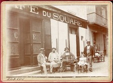 old photo. Café du Square . girl . doll. 1906