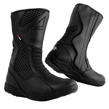 Bottes Cuir Textile Perforé Renforts Moto Scooter Motard Chaussures A-Pro