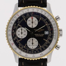 BREITLING Old Navitimer D13022 Automatic Black Dial Yellow Gold Leather Mens