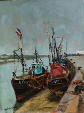Tableau Bateaux au port par