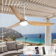 Outdoor Ceiling Fan with Light: 52 Inch Nickel Waterproof Gazebo Fans with Li...