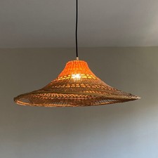 Vintage LAMP-7520 Large Rattan Chandelier Pendant Light