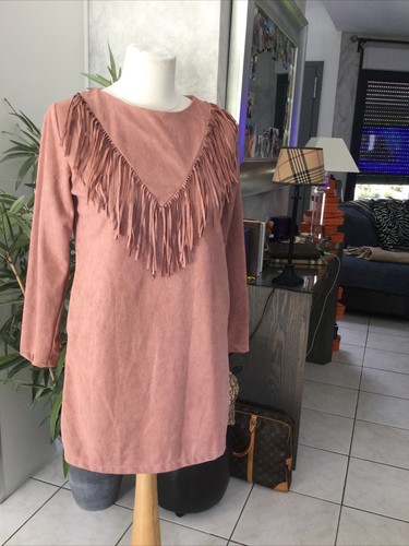 Robe liquette suedine - , rose