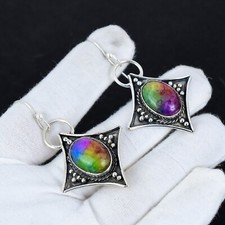 925 Argent Sterling Naturel Arc-en-Ciel Solaire Quartz Main Bijoux Boucle Cadeau