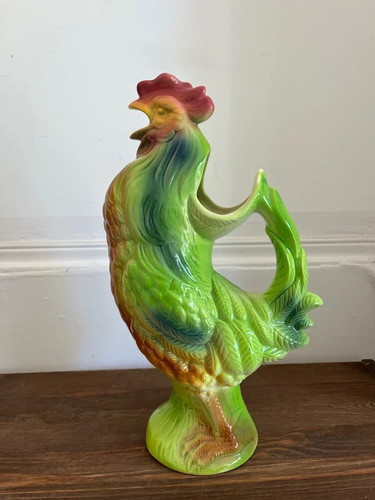 Pichet ancien coq barbotine