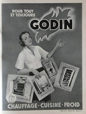 1954 PRESS AD GODIN COOKER HEATING COLD KITCHEN REFRIGERATOR.